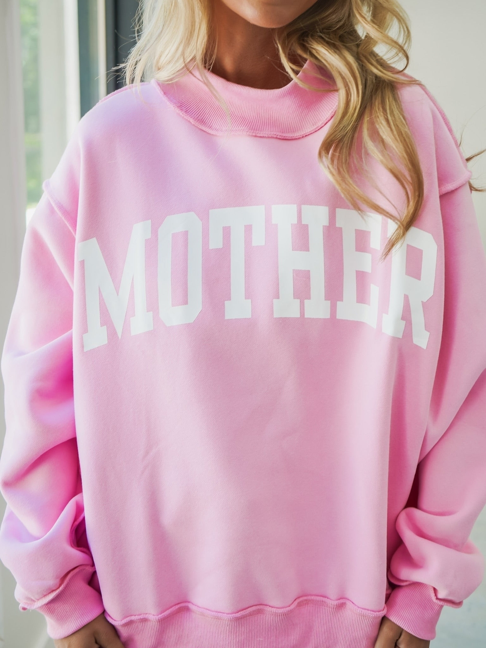 Mother/Cool Mom Pink Reversible Mock Neck Oversized Sweatshirt - Size S/M NWT